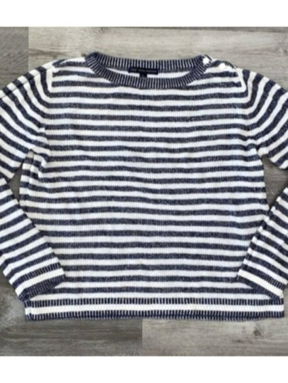 346 Brooks Brothers Sweater Womens Large Blue White Stripe Nautical Knit Crew